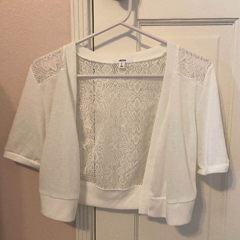 White Ardene Crop Short Sleeve Bolero